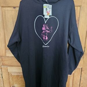 Uniqlo Black Hoodie with Pink Minnie Mouse